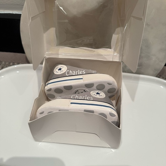 NWT- Our Baby Bakery Baby Gray High-Top Custom Sneakers  “CHARLES” - Picture 2 of 8